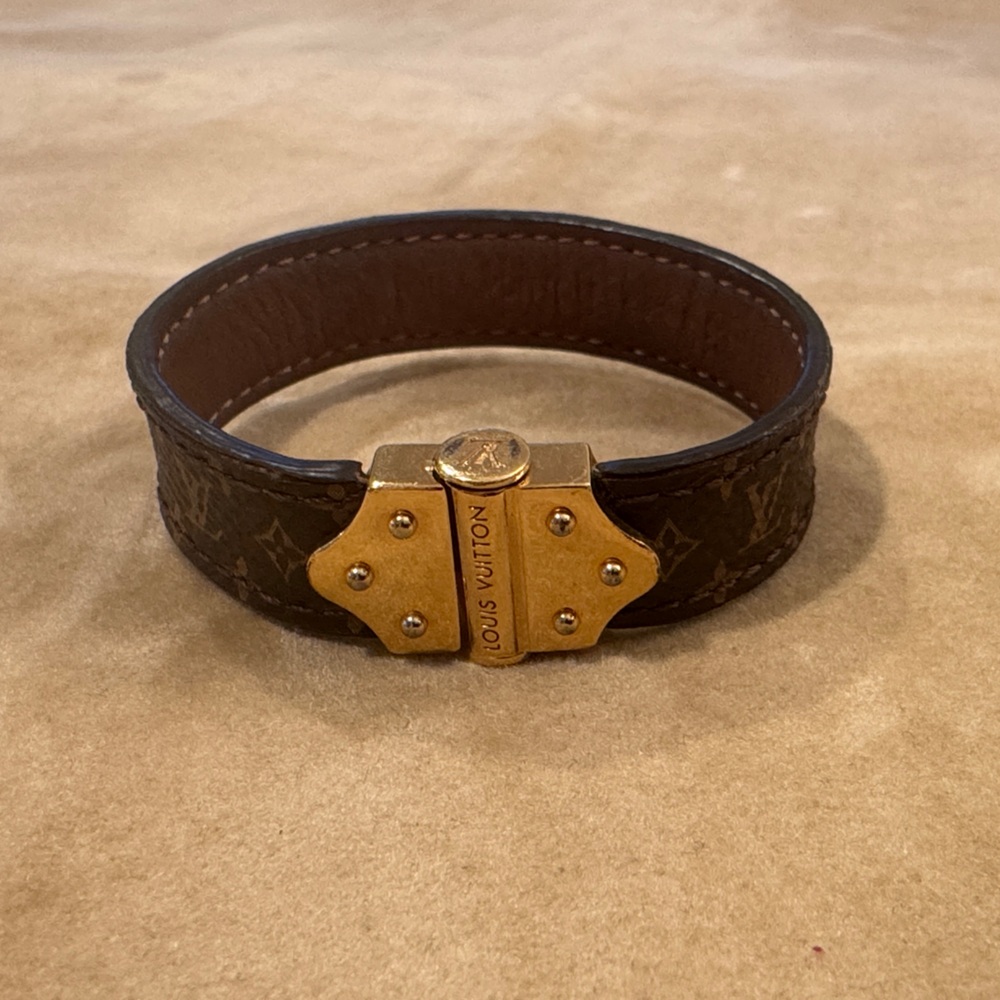 Louis Vuitton Monogram Bracelet with Gold Clasp